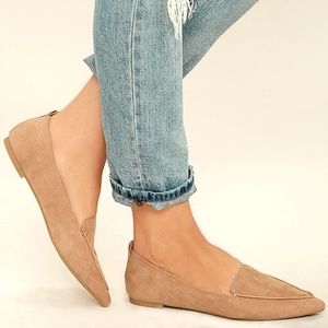 Emmy Camel Suede Pointed Loafers